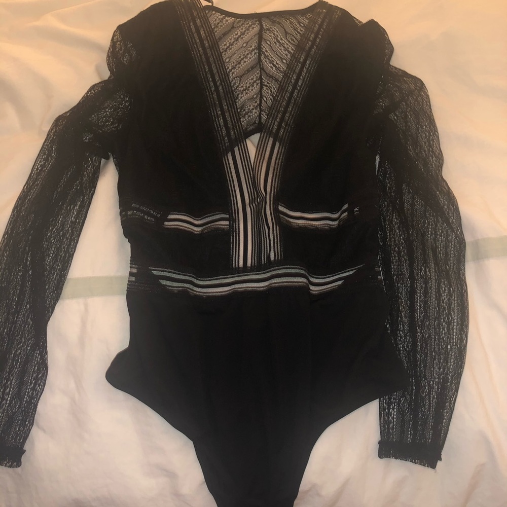 Lulus black and sheer bodysuit